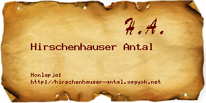 Hirschenhauser Antal névjegykártya